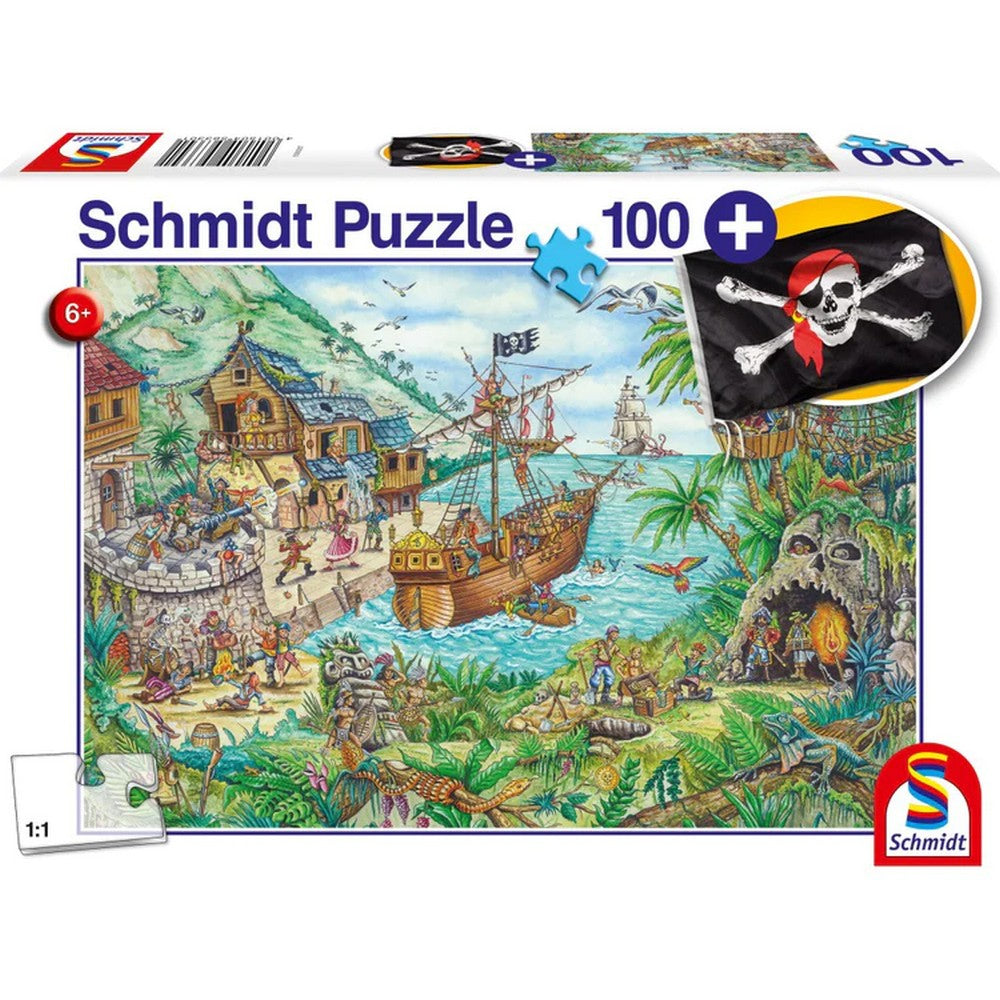 Puzzle Schmidt: Insula piratilor, 100 piese + Cadou: steag pirat