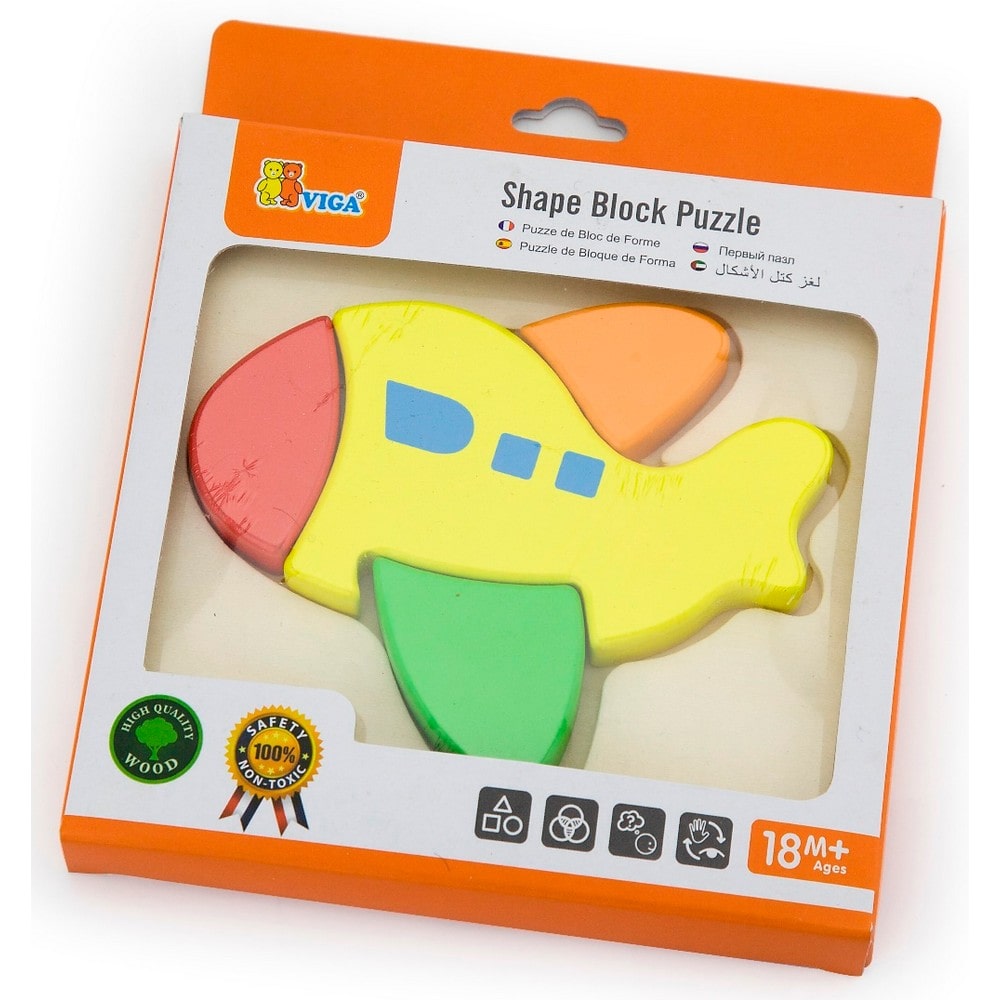 Puzzle din lemn 4 piese - Avion, Viga