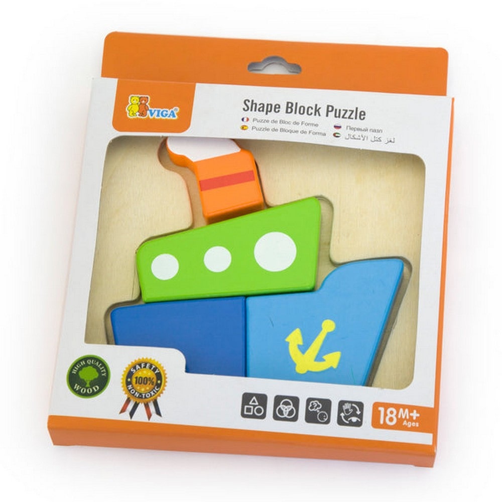 Puzzle din lemn 4 piese - Bărcuță, Viga