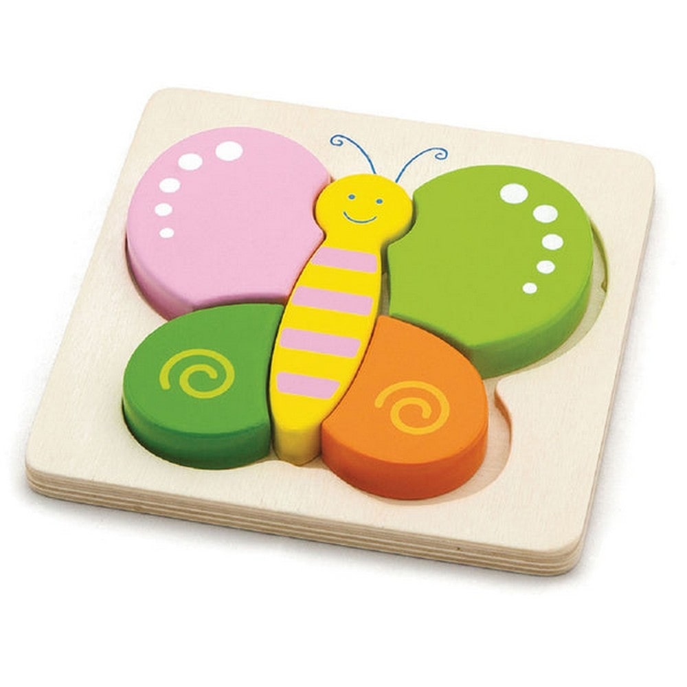Puzzle din lemn 4 piese - Fluture, Viga