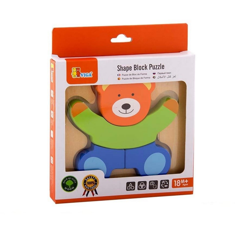 Puzzle din lemn 4 piese - Urs, Viga
